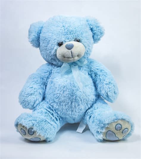 Medium Blue Teddy Bear - Cottage Garden