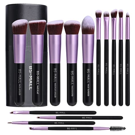 BS MALL 14Pcs Purple Kabuki Makeup Brush Set BS MALL