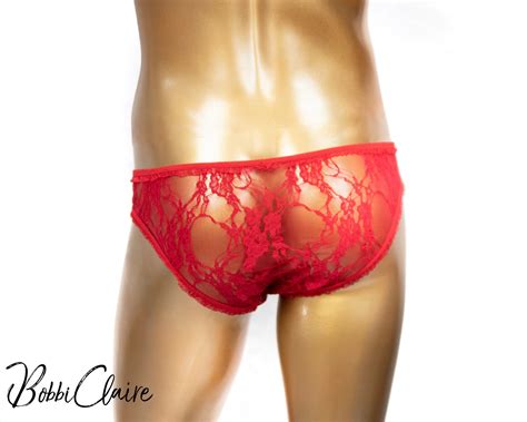 Red Lace Full Bottom Soft Stretch Lace Panty For Men Etsy