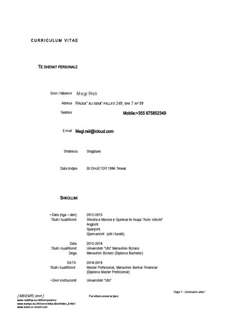 Curriculum Vitae - Megi RELI | PDF 
