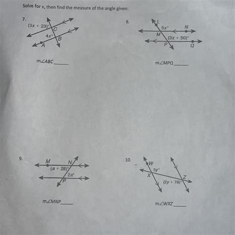 Solve For X Then Find The Measure Of The Angle Given Pa Help Po