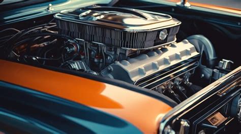 Premium AI Image Vintage Muscle Car Engine CloseUp 34xjpg