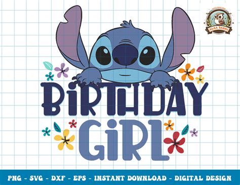 Disney Lilo Stitch Birthday Girl Png Sublimation Dxf Svg Inspire