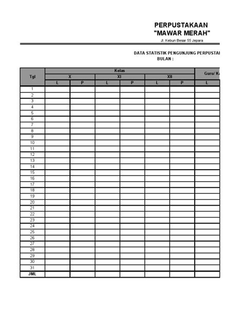 Contoh Format Buku Induk Anggota Perpustakaan Set Kantor Hot Sex Picture