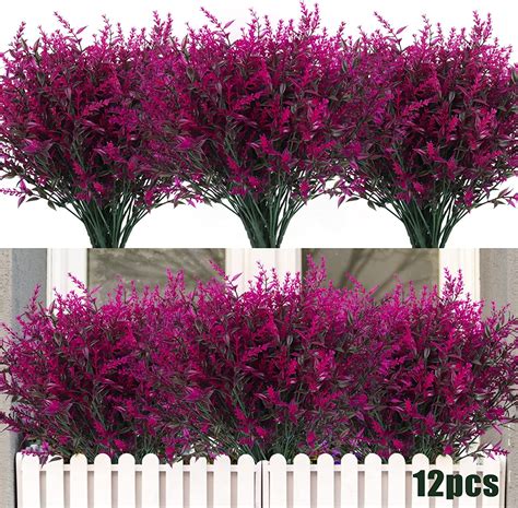 Sinhoon Artificial Greenery Lavender Fake Shrubs Flowers Bundles Uv