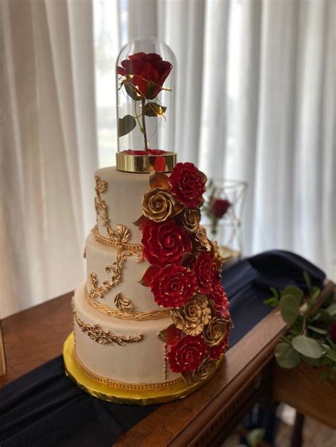 Pin On Vow Renewal Round Two Beauty And The Beast Wedding Cake