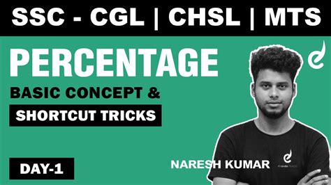 Percentage Basic Concept And Shortcut Tricks By Naresh Kumar Ssc Cgl Chsl Mts Veranda