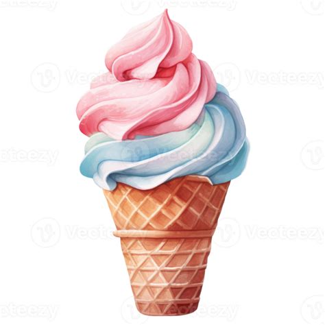 Soft Serve Ice Cream Illustration Watercolor Style 46364047 Png