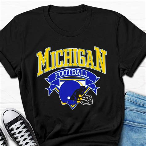 Vintage Michigan Football Helmet Shirt - Retro Wolverines Apparel - Robokeg