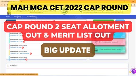 Mah Mca Cet 2022 Cap Round I Cap Round 2 Seat Allotment Out And Merit