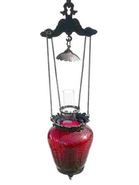 Victorian Era Cranberry Glass Hanging Lamp Jan 26 2014 Burchard Galleries Inc In Fl