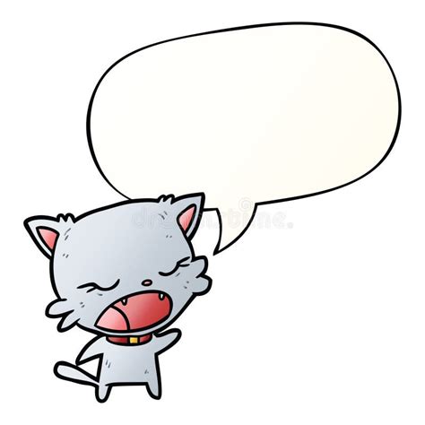 A Creative Cute Cartoon Cat Talking And Speech Bubble In Smooth