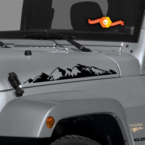 2 Mountains Jeep Wrangler Hood Decals Stickers Rubicon Tj Jk Cj Yj