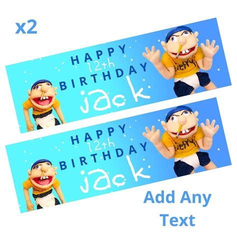 2 X Personalised Jeffy Happy Birthday Banners Large Kids Party Poster