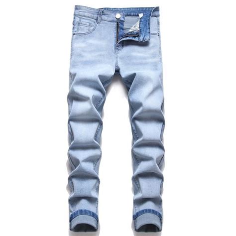 Jean Homme Casual 5 Poches Coton Fashion Slim Fit Taille Moyenne Délavé