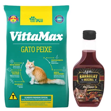 Kit para gatos alimento pet ração sabor peixe 1KG molho petisco sabor