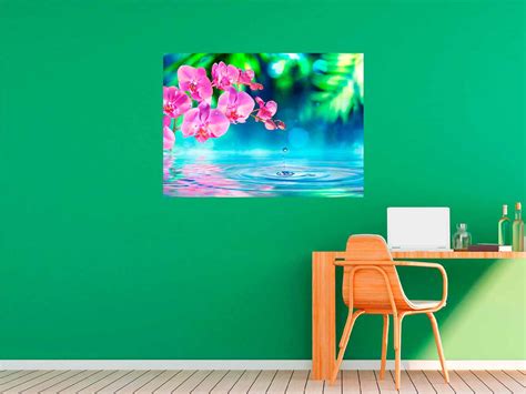 Vinilo Decorativo Pared Zen Flores Color Rosa En Agua Oedim Decor