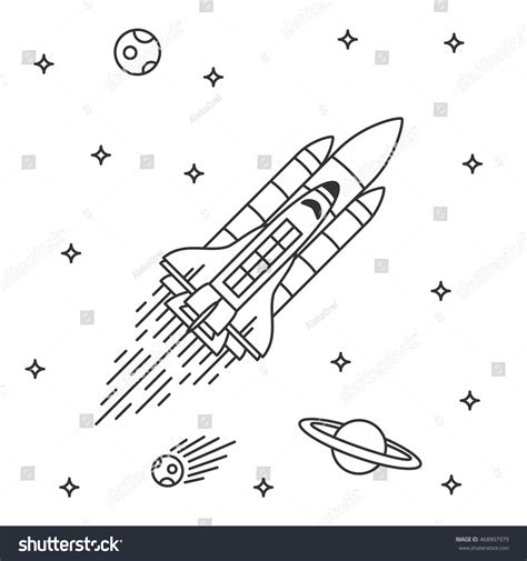 Space Shuttle Flight Vector Illustration Stock Vector Royalty Free