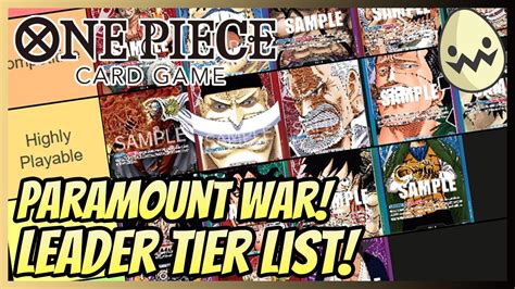 One Piece Card Game Paramount War Leader Tier List Youtube