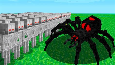 1000 SKELETONS Vs MUTANT BLACK WIDOW Minecraft Mob Battle YouTube