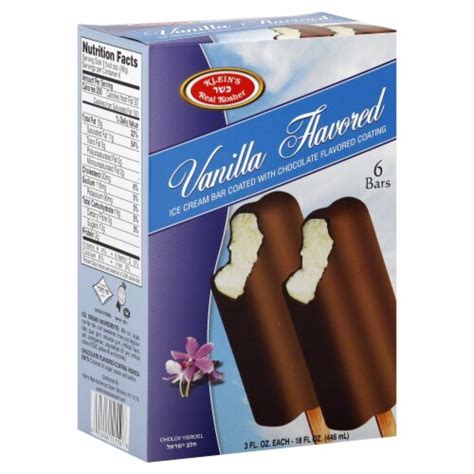 Kleins Real Kosher Chocolate Covered Vanilla Flavored Ice Cream Bars