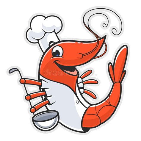 Cartoon Happy Shrimp Cook Stock Vector Illustration Of Restaurant