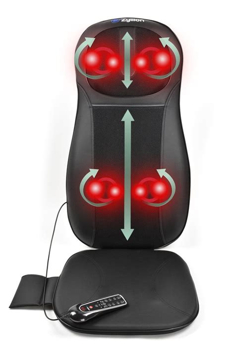 Zyllion Zma14 Shiatsu Neck And Back Massager Cushion With Soothing Heat Function And 3 Massage