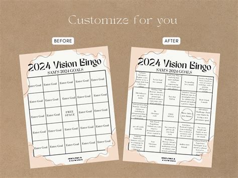 Vision Board Bingo Card Simple Modern Bingo Card Simple Modern