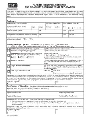 Fillable Online Pip Parking Identification Card And Disability