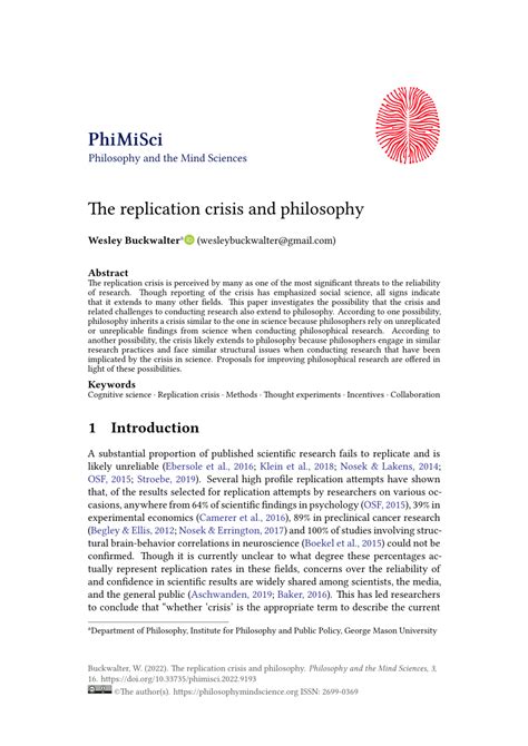 PDF The Replication Crisis And Philosophy