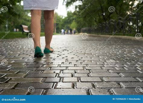 Woman Walking On Pavement Stock Photo Image Of Skirt 72596620