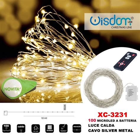 Catena Microled A Batteria Cavo Silver Metal Luce Calda Xc