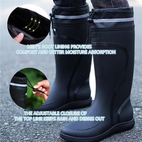 Rain Boots For Men Waterproof Mens Knee High With Pvc Rubber Boots Mens Mud Boots Comfort