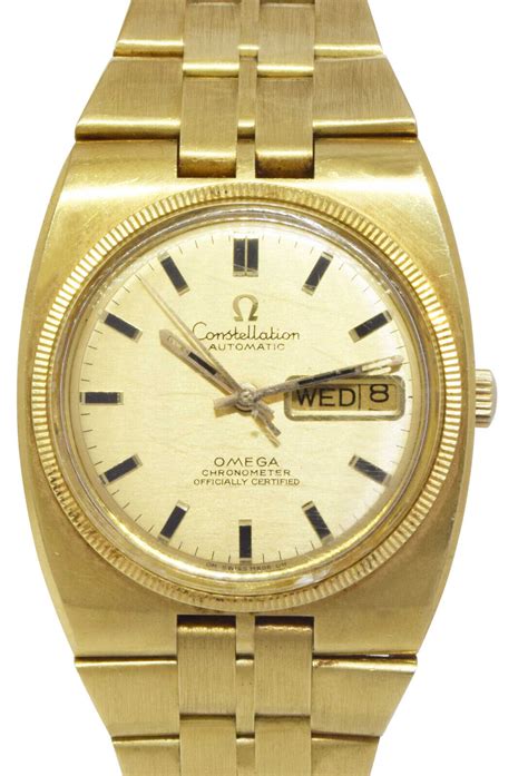 Omega Constellation Day Date 18k Yellow Gold Mens 36mm Automatic Watch