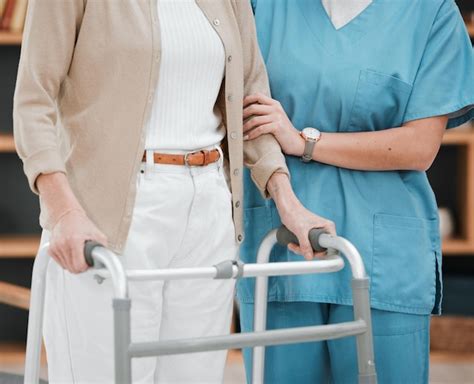 Premium Photo Nurse Or Senior Hands On Walking Frame For Support Help