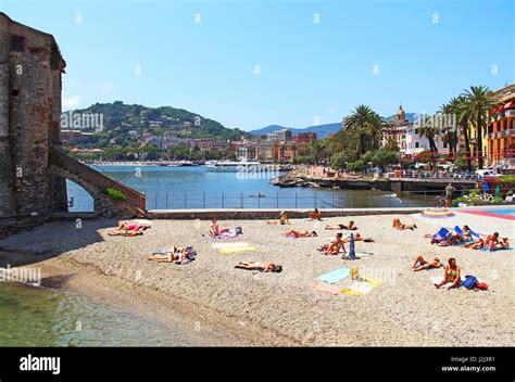 Rapallo Italy June 28 2016 Beach Of Rapallo Resort In Genoa