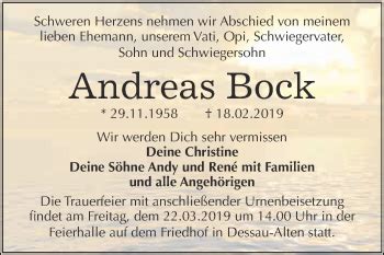 Traueranzeigen Von Andreas Bock Abschied Nehmen De