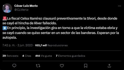 La Filosa Teor A De La Fiscal A Por La Muerte Del Hincha De River En El