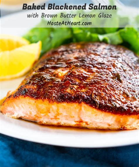 Baked Blackened Salmon Recipe With Brown Butter Lemon Drizzle Hostess