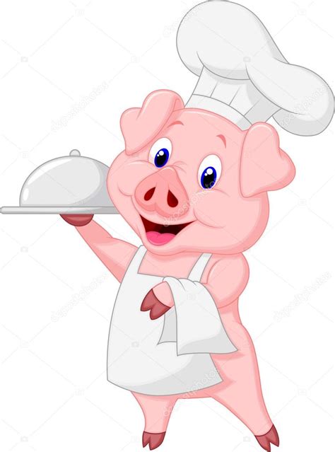 Happy Pig Chef Holding A Platter Stock Vector Image By Tigatelu 35078185