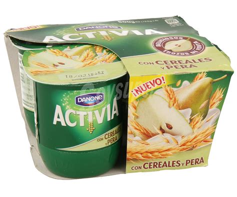 Activia Danone Yogur con bífidus cereales y pera 4 unidades de 125 gramos