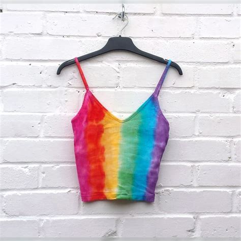 Tie Dye Crop Top Rainbow To Fit Uk Size 10 Or Us Size 6 Etsy Tie