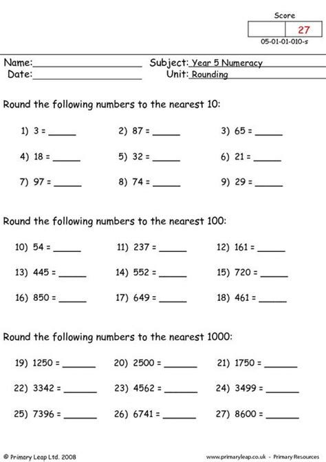 Printable Rounding Worksheets 3rd Grade