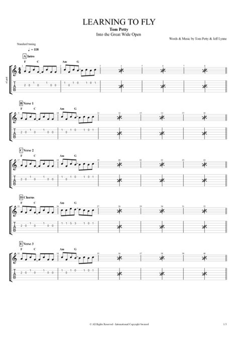 Learning to Fly by Tom Petty - Full Score Guitar Pro Tab | mySongBook.com