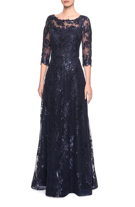 La Femme Shimmer Sequin Lace Evening Dress Nordstrom