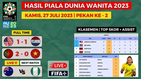 HASIL PIALA DUNIA WANITA 2023 HARI INI PORTUGAL Vs VIETNAM KLASEMEN