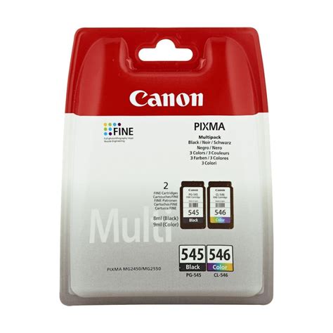 Canon Pg 545 Cl 546 Multipack Black And Colour Original Ink Cartridge For Pixma Mg2450 Mg2455