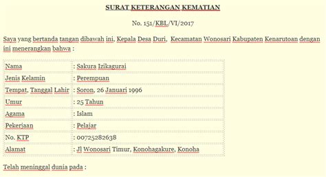 Contoh Surat Kematian Dari Rt Pdf Contoh Surat Kematian Yang Benar