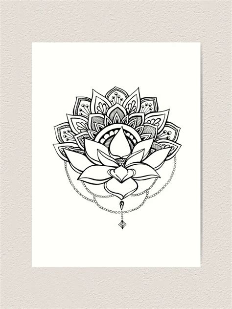 Lotus Mandala Art Print For Sale By Colouringinbook Redbubble