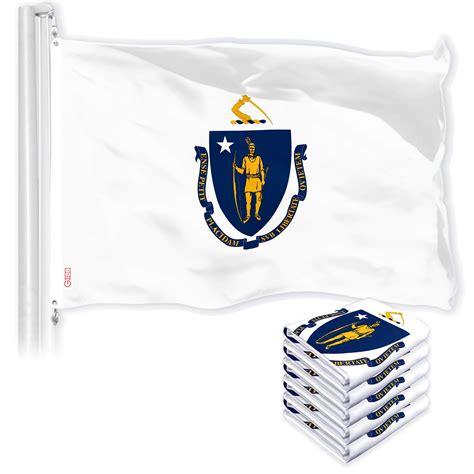 G128 5 Pack Massachusetts MA State Flag 3x5 Ft LiteWeave Pro